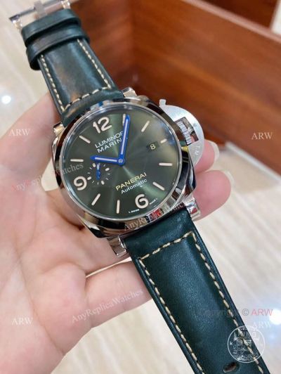 Copy Panerai Green Dial Marina Watch 44mm Green Leather Strap 